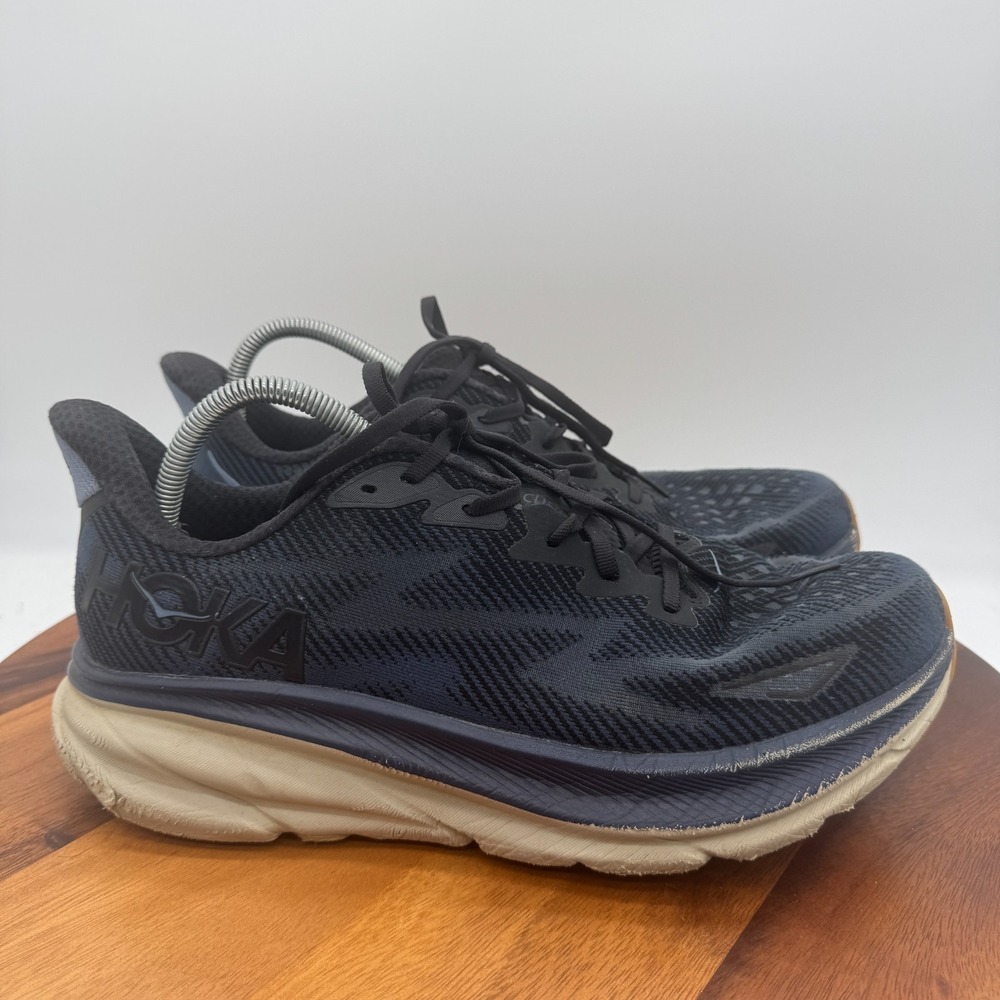 Hoka One One Clifton 9 Shoes Mens 12 Black Varsity Navy Athletic Running Sneaker